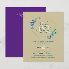 BUDGET Teal Purple Dourado Wreath Convites