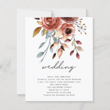 BUDGET Terracotta Florals Convite de casamento de 