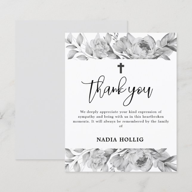 Budget Thank You Funeral Cross Memorial Card (Frente/Verso)