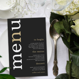 BUDGET Tipografia Dourada Branca Menu Casamento Ne