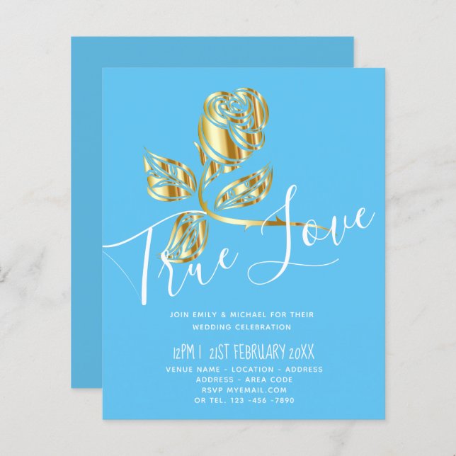 BUDGET Trending True Love Dourado Convite de casam (Frente/Verso)