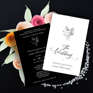 Budget Trendy Wildflowers Wedding Black & White