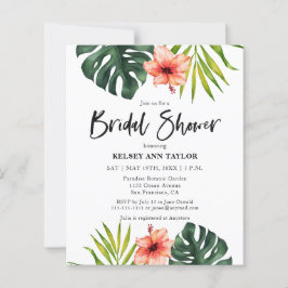 Budget Tropical Monstera Bridal Shower Invitation