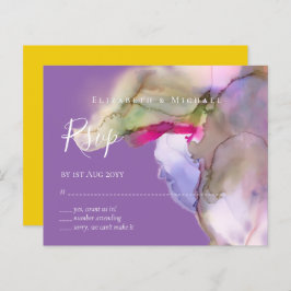 BUDGET Watercolor Abstrato Rsvp de Casamento em Pú