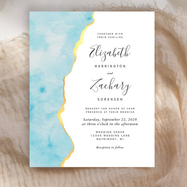 Budget Watercolor Aqua Blue Agate Wedding (Criador carregado)