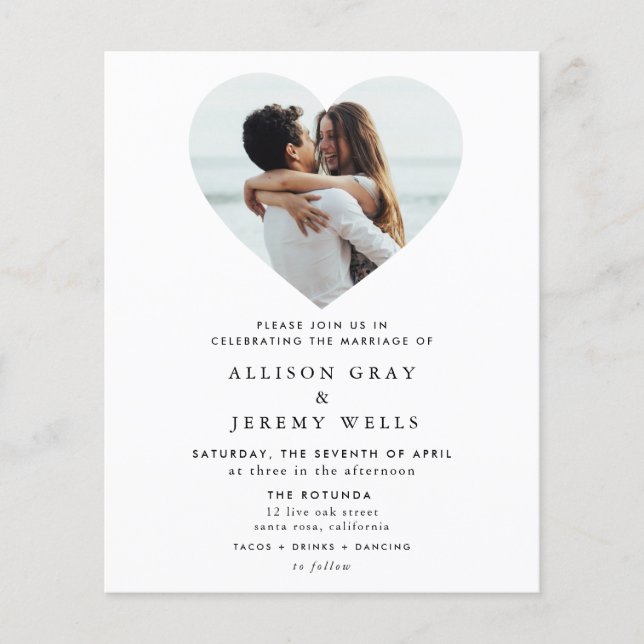 Budget Wedding Photo Invitation Flyer (Frente)