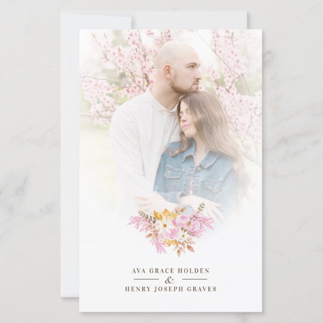 Budget Wedding Pink Flowers & Branches Bouquet (Frente)