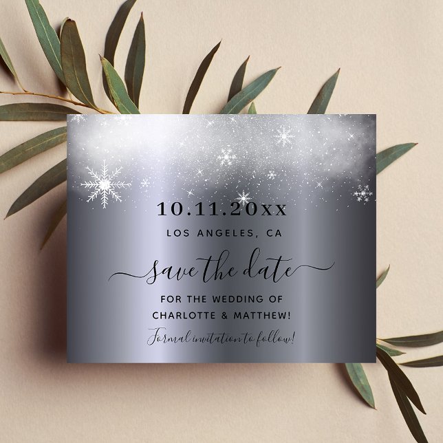 Budget wedding silver snow save the date (Criador carregado)