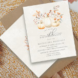 BUDGET White Pumpkin aniversário de 40 anos Convit<br><div class="desc">As abóboras brancas legantes estão aninhadas em folhas verdes,  laranja e sage e flores silvestres.</div>