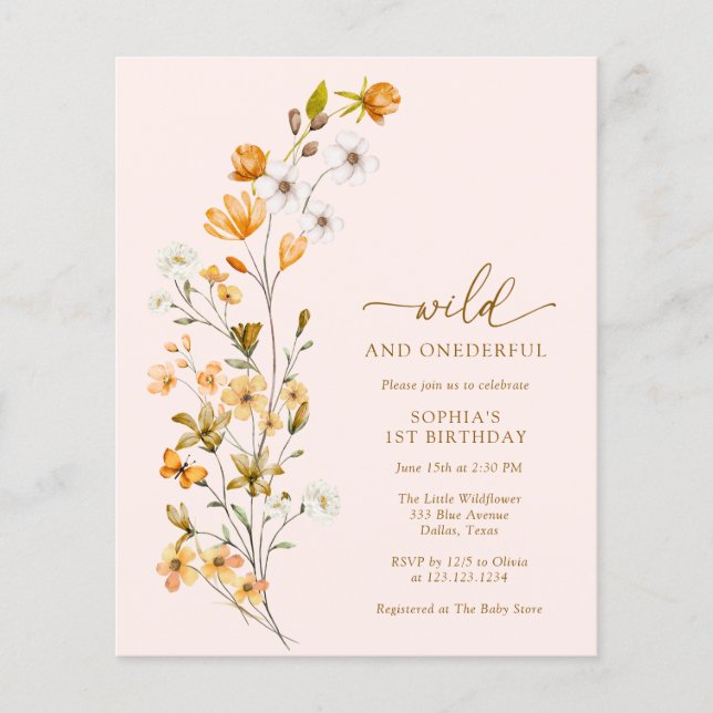 BUDGET Wild e OneMaravilhoso Convite para primeiro (Frente)