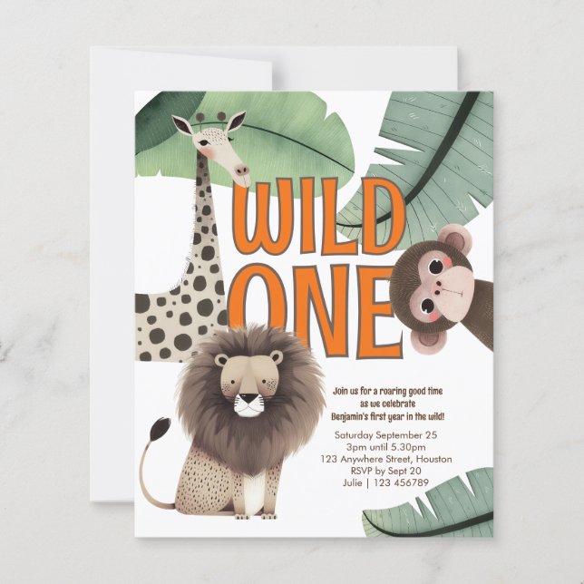 Budget Wild One Safari Animals 1st Birthday Party (Frente)