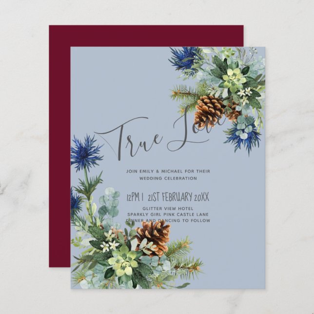 BUDGET Winter Blue Thistle Eucalyptus Weding (Frente/Verso)