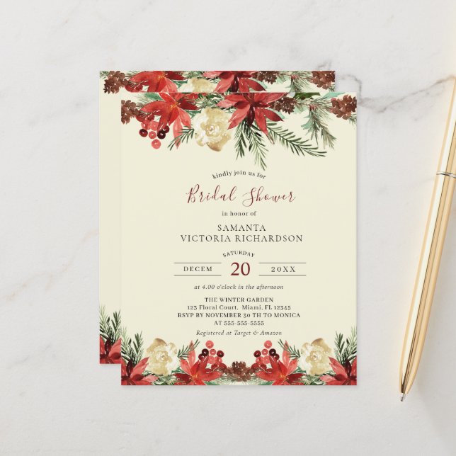 Budget Winter Wedding Christmas Bridal Shower (Frente/Verso In Situ)