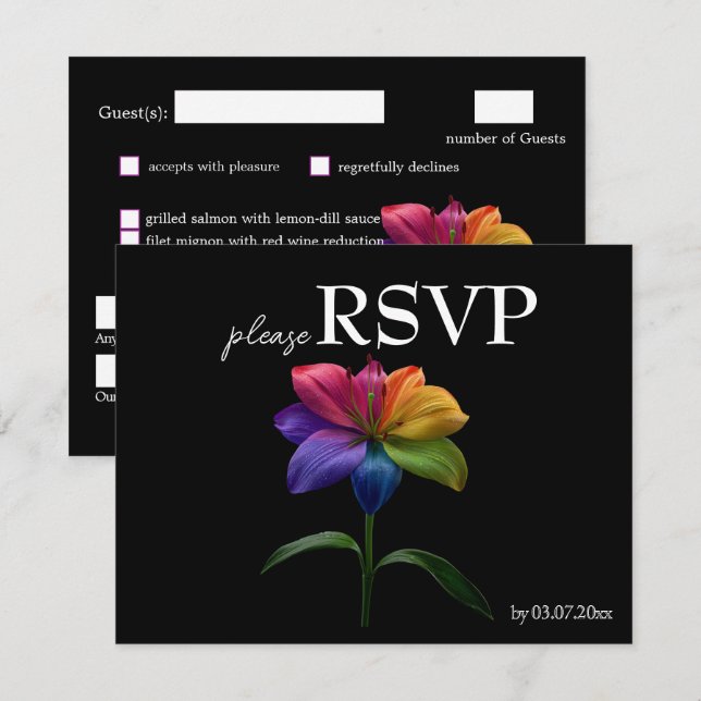 🌈 Budget with menu RSVP Technicolor Love  (Frente/Verso)