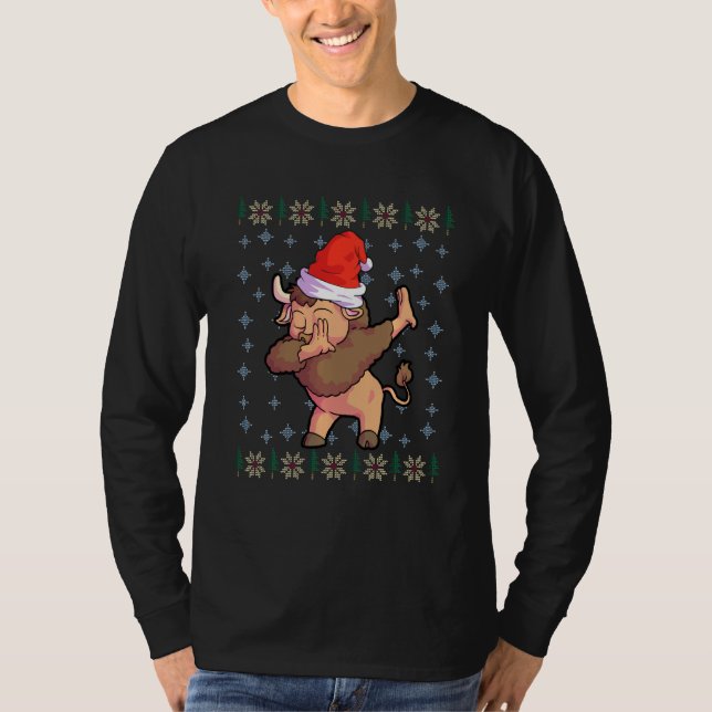 Buffalo Bison Camisa de Natal Santa Hat Bison (Frente)