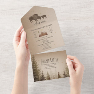 Buffalo Bison Evergreen Fralda Raffle Chá de frald