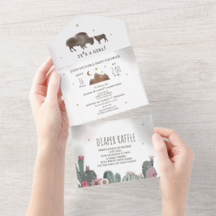 Buffalo Bison Girl Chá de fraldas Fralda Raffle