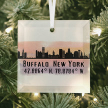 Buffalo NY City Skyline Latitude e Longitude