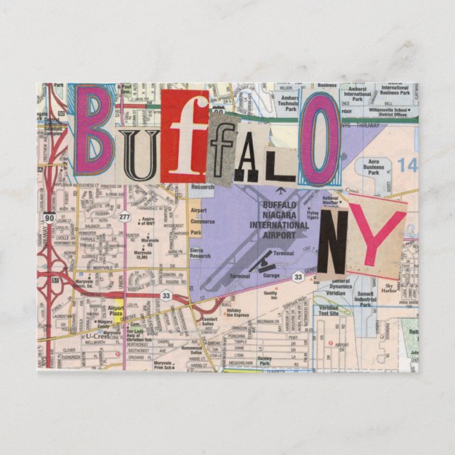 Buffalo NY Maps Collage cartão postal 38 (Frente)