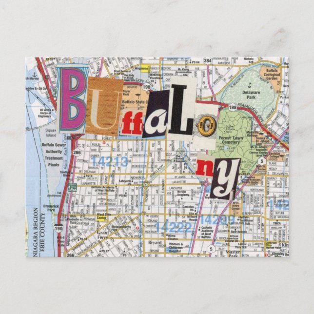 Buffalo NY Maps Collage cartão postal 40 (Frente)