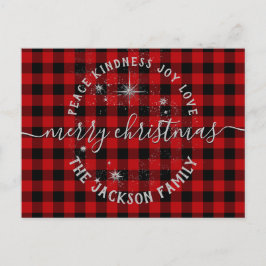 Buffalo Xadrez Silver Script Feliz Cartão de Natal