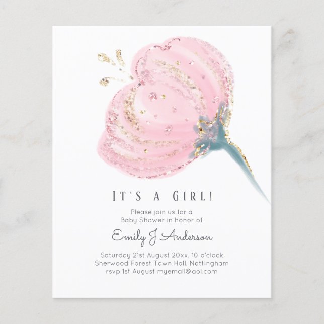 BUGET Rosa Rosa Rosa Brilhante É Um Chá de fraldas (Frente)