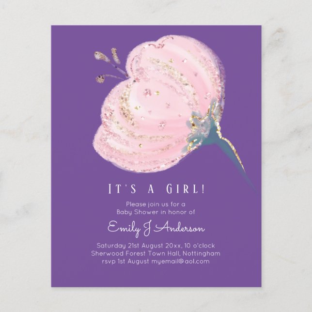 BUGET Rosa Rosa Rosa Brilhante É Um Chá de fraldas (Frente)