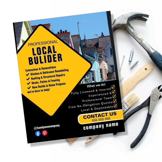 Builder Services Flyer Template | Construction & (Criador carregado)