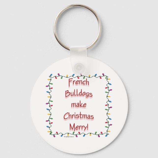 Buldog Francês Faz Chaveiro de Feliz de de Natal (Frente)
