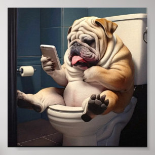 Buldogue Bathroom Poster