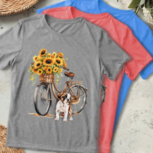 Buldogue e Bicicleta de Girassol