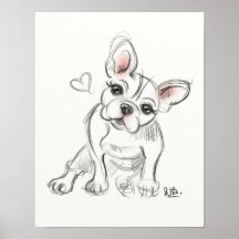 Buldogue francês Art impressão | desenho rápido