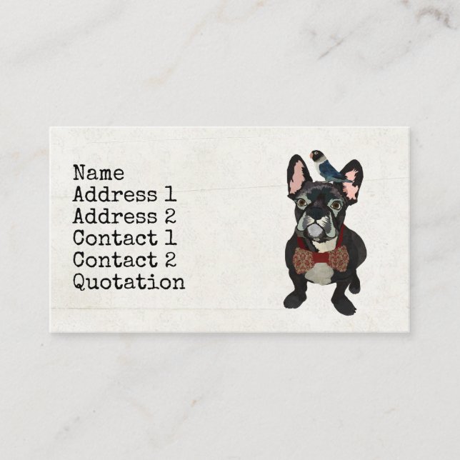 BULDOGUE FRANCÊS & cartão de visita AZUL do (Frente)