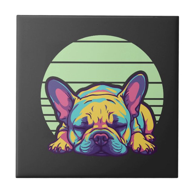 buldogue francês colorido dormindo (Frente)