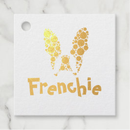 Buldogue francês com círculos coloridos