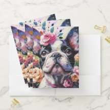 Buldogue francês com pintura impressionista Rosa