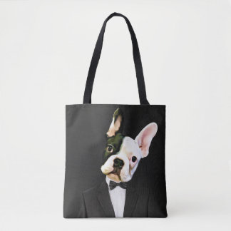 Buldogue francês em uma bolsa de Tuxedo Tote