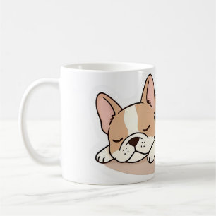 Buldogue Francês Fofo em Desenho de Xícara de Café