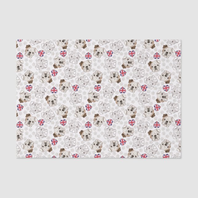 Buldogue & lenço de papel ingleses de Union Jack (Frente )
