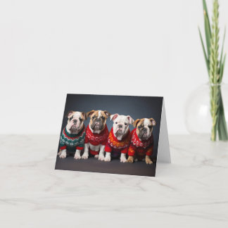 Buldogue Puppies Cartão de Natal