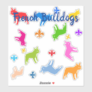 Buldogues franceses da etiqueta do contorno