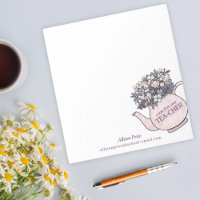Bule de chá e flores bonito Bloco de notas dotado