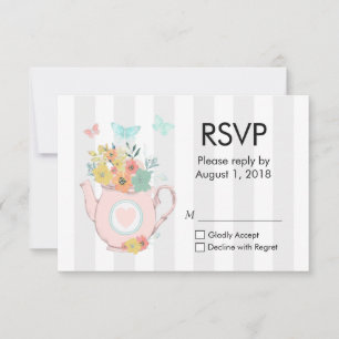 Bule de Chá Rosa com Flores & Borboletas RSVP