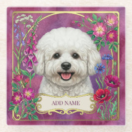 Bule de Vidro Rosa Personalizado para Bichon Frise