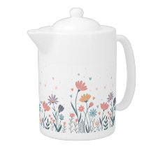 Bule Floral de Cores Aquáticas Whimsical
