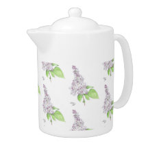 Bule floral do esboço do Lilac