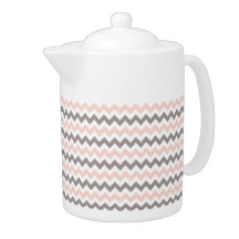 Bule Pequeno Pink & Grey Chevron