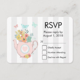 Bule rosa com flores e borboletas RSVP