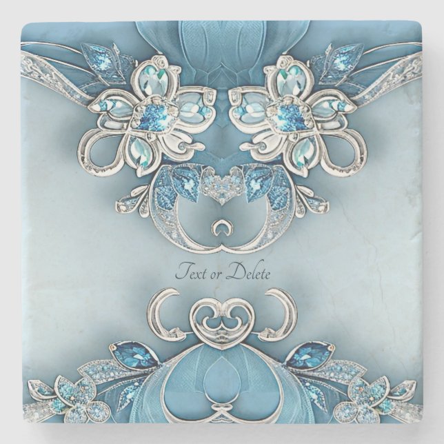 Bule Stone Floral Ornamentado Porta-copos (Frente)