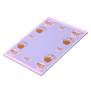 Bule, Teacup E Bloco De Notas De Chaleira